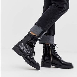 AllSaints Donita Leather Zip Combat Boots